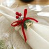 With Red Fruit Pinecone Christmas Bell Napkin Ring Festive Christmas Table Decoration  Party Favors