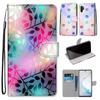 Colorful Leaves Painted Pattern PU Leather Flip Cover Phone Case For iPhone Samsung Huawei Honor Xiaomi Redmi OPPO Realme Moto Asus