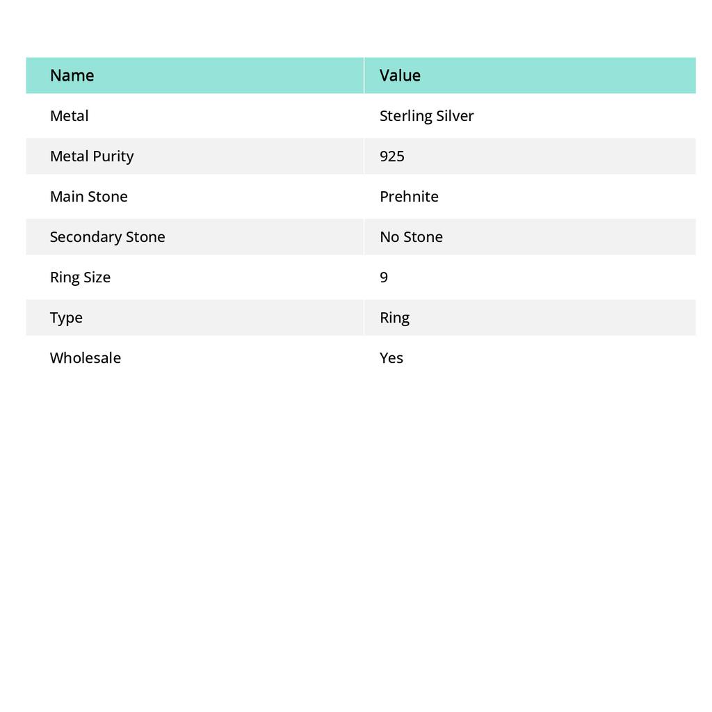 Natural Prehnite Gemstone Handmade 925 Sterling Silver Gift Ring Size 9 A0d02