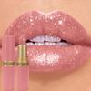 Nude Pink Luxurious Metallic Glitter Lipstick Long-Lasting Waterproof Non-Fade Shimmery Pearl Sparkling Brown Lip Gloss Makeup