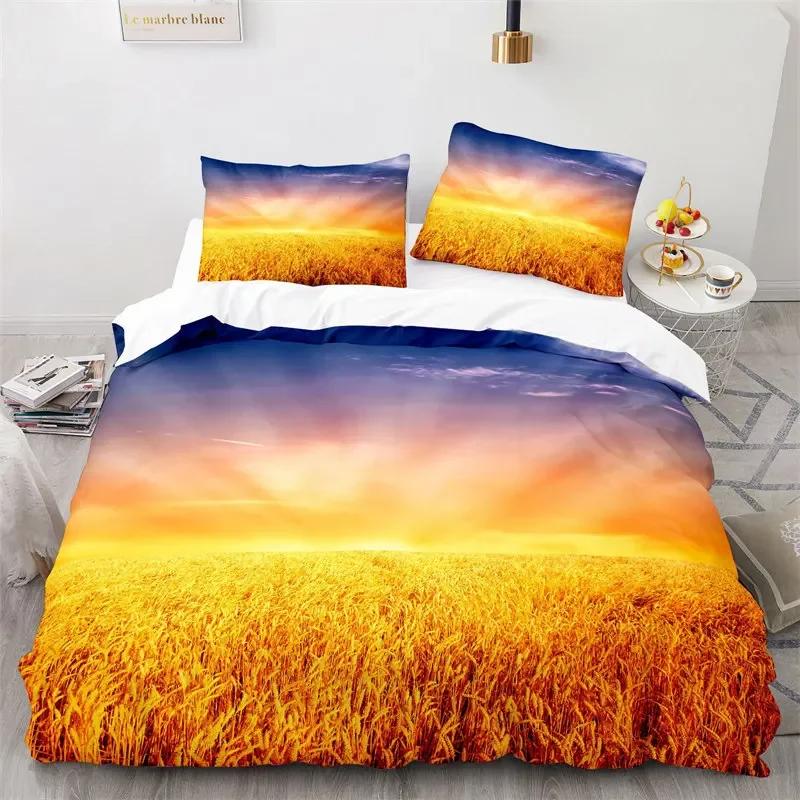 Gold Wheat Field Duvet Cover Natural Scenery Print Bedding Set Microfiber Twin Queen King Comforter Cover For Kids Adults Decor