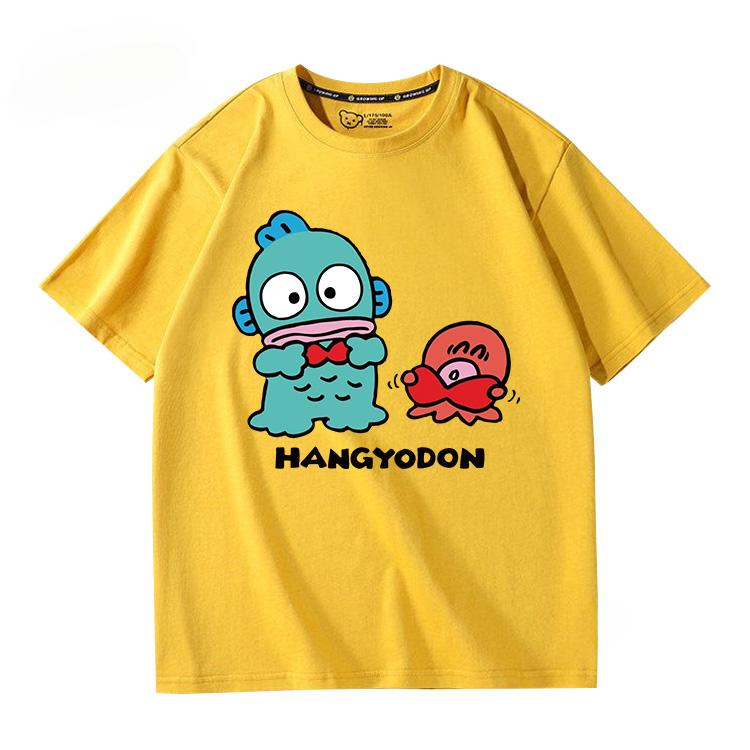 Hangyodon Harajuku Creative Pattern T-shirt Men's Casual Comfortable Summer 100% Cotton T-shirt Trend Fashion Loose T-shirt