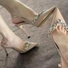 Fashion 2024 Ladies Shoes Slingbacks Women's High Heels Sexy Party Pumps Women Crystal Pointed Toe Thin Heel Buckle Strap Women's Sandal