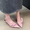 French Medium Heel Bag Head Sandals Women's 2025 New Spring and Summer Pointed Fashion Bow Pointed Fashion Temperament Single Shoes
