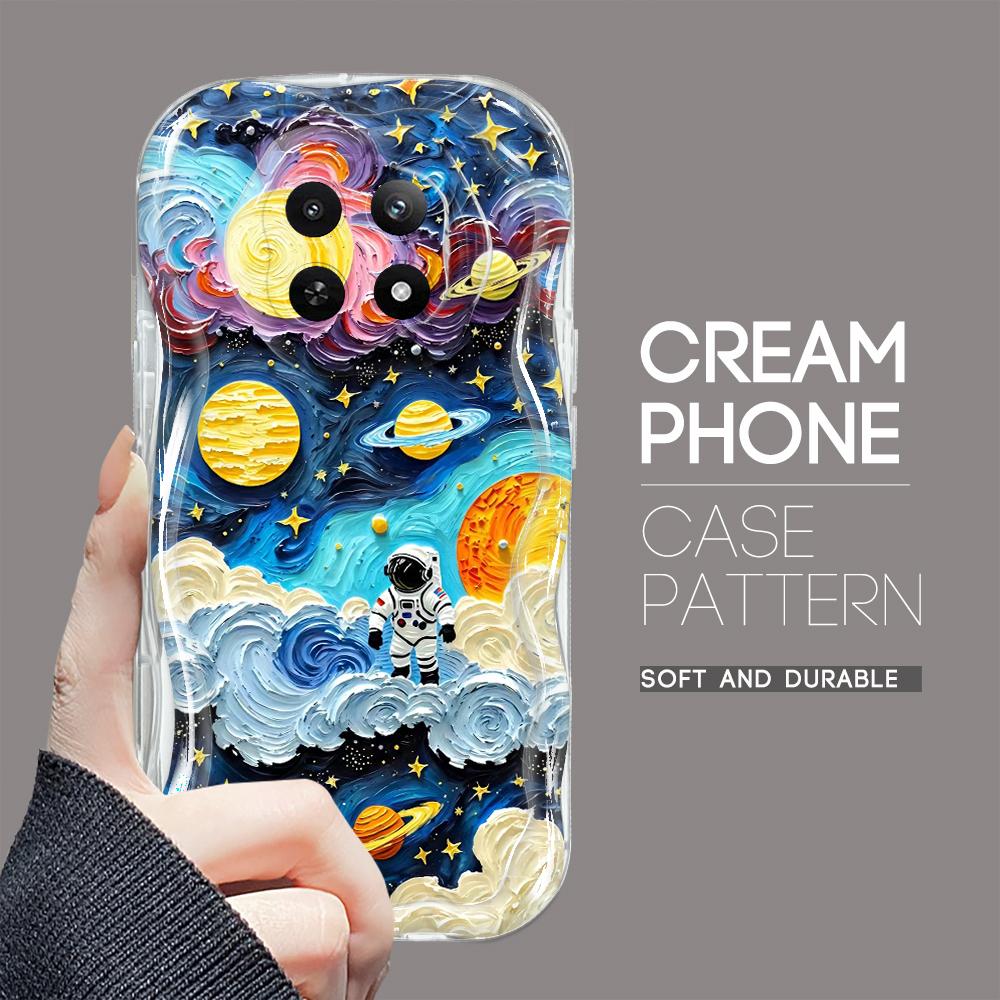 Cartoon Pattern Cream Texture Casing Wavy Edge Soft Silicone Cover Phone Case for OPPO Reno Realme OnePlus Vivo