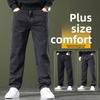 Men's High-Stretch Plus Size Casual Straight-Leg Loose-Fit High-Waisted Jeans