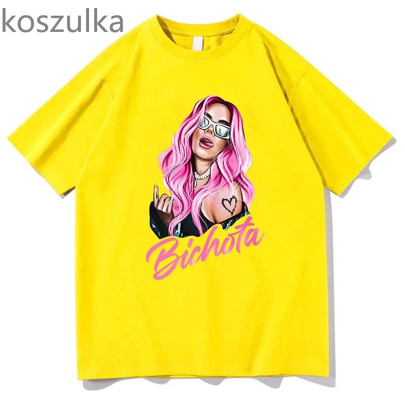 2023 Karol G Bichota T-shirts Music Singer Graphic Rapper Summer Unisex/Women Tshirt Hip Hop Funny Print T Shirts Short Sleeve Tops