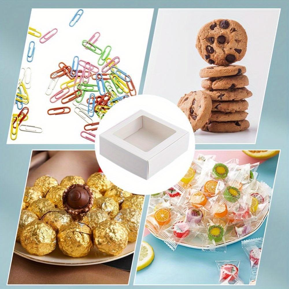 15pcs Clear Square Window Gift Boxes White Kraft Paper Present Package Display Boxes for Party Favor Treats Cookies Small Gifts or Crafts