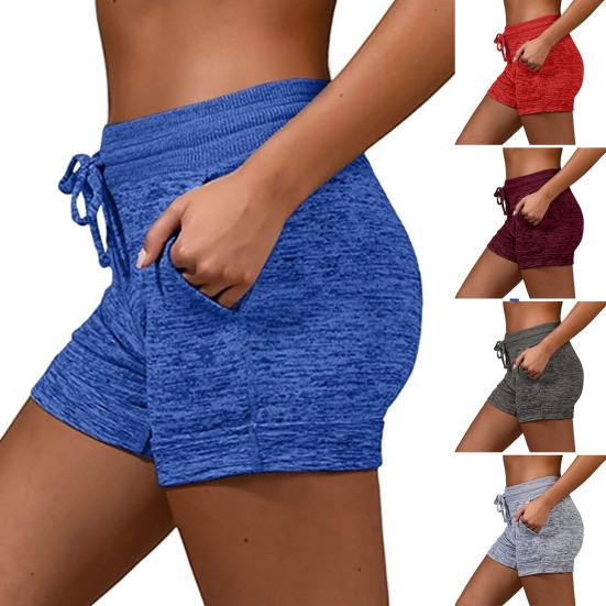 Women's Beach Sports Shorts Elastic Slim Drawstring Shorts Pants with Pockets Summer Casual Yoga Pants