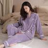 New Women's Pajamas Winter Coral Velvet Cardigan Lapel Thickened Warm Flannel Casual Home Wear Pajamas Set