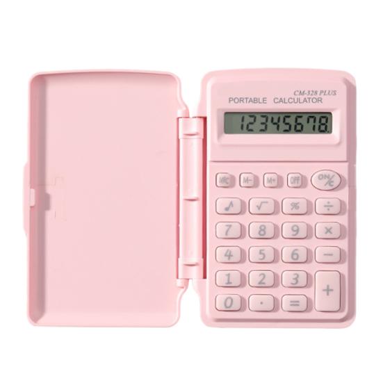 Mini Calculator Flip Cover 8 Digits Big Buttons Large LCD Display Battery Operated Portable Student Finance Desktop Calculator Office Supplies