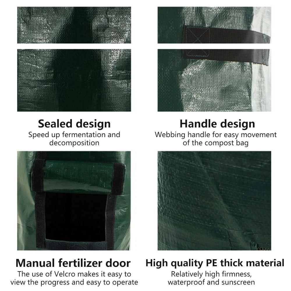 Collapsible Garden Yard Compost Bag with Lid Environmental Organic Ferment Waste Collector Refuse Sacks Composter 34/15 Gallons