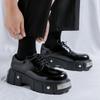 Large Size Mens Fashion Punk Rock Platform Shoes Lace-up Original Leather Derby Shoe Designer Sneakers Black Stylish Footwear