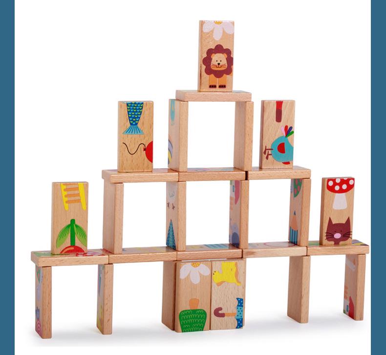 Children's Educational Wooden Idiom Domino Puzzle Set