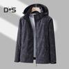 Women Jacket Stand Collar Detachable Hood Long Sleeve Casual Coat with Pockets Maple Leaves Print Zipper Placket Outwear