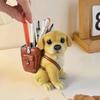 Cute Puppy Pen Holder Ornament Office Desktop Decoration Resin Stationery Student Storage Supplies Birthday Gifts For Girls