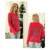 GMXIA Women's Fall Winter Pullover Jacquard Christmas Tree Knitwear Long Sleeve Red Christmas Sweater