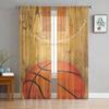 Comic Cartoon Basketball Sheer Curtain for Bedroom Tulle Voile Curtain for Kitchen Living Room Decor Window Treatment