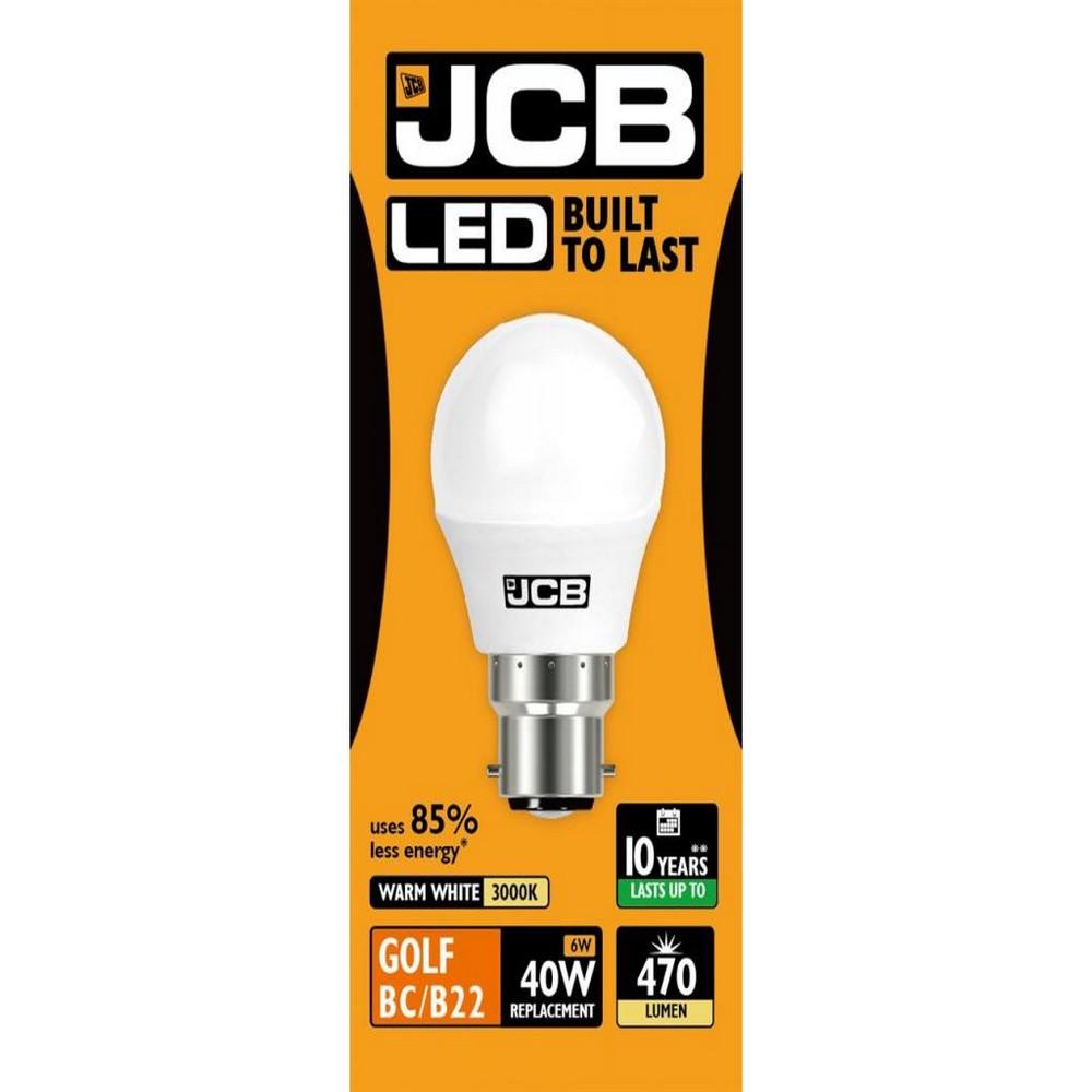 JCB LED Golf 470lm Opal 6w Light Bulb B22 2700k