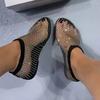 Summer 2024 New Round Head Sandals Hollow Diamond Single Shoes Women's Summer Sexy Large Size Flats