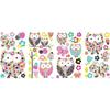 Repositionable Stickers Owls Butterflies Flower Patterns
