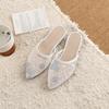 Embroidered New Retro Style Versatile Pointed Half Slippers