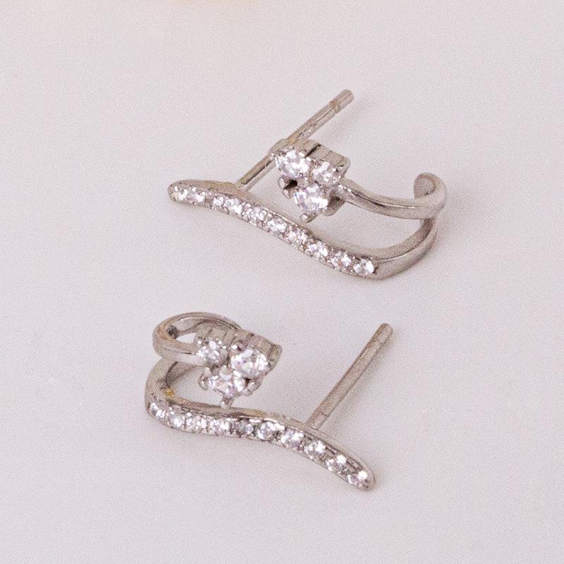 Banyan Tree S925 Silver U-Shape Diamond Luxury Earrings for Women - Korean Niche Cold Style