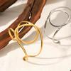 European-American Minimalist Geometric Stainless Steel Open Bangle - Non-Fading Titanium, Light Luxury, High-End Design for Women