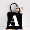 English Alphabet Letter Shopping Bag Personalised Tote Canvas Black Bag Harajuku High Capacity Women Handbag Reusable Shopper