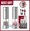 Electric Salt Pepper Grinder Set with Base USB Rechargeable Stainless Steel Pepper Mills Adjustable Coarseness Silver Gifts
