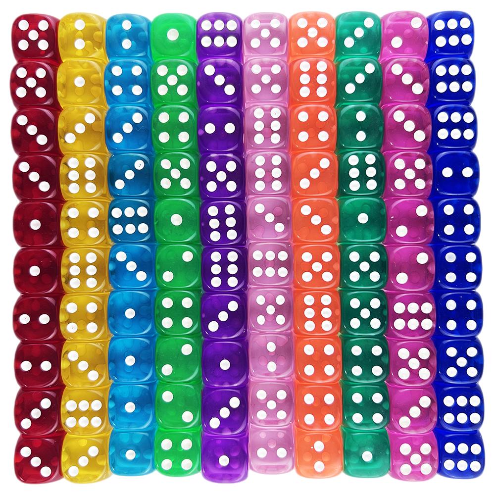 D6 Dice Set 14mm Transparent Dice for Puzzle Making Crafts and Classroom Set of 10