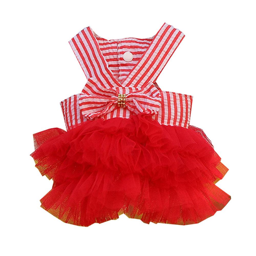 Cute Dog Dresses Striped Mesh Puppy Skirt Pet Princess Dresses Summer Clothes Dog Apparel Doggie Bowknot Dresses for Dogs Cats