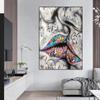 Street Graffiti Art Lover Kiss Canvas Painting Posters and Prints Wall Art Pictures for Home Decor (No Frame)