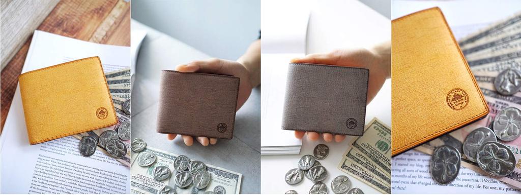 Black Bifold Wallet with Coin Purse Genuine Leather Bareck Mustard [Dakota Label] Men's BL-627900-53