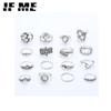 7 Pcs/set Punk Style Fashion Adjustable Rings Set Heart Silver Ring for Women Jewelry Accessories