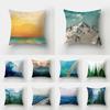 Blue Sea Landscape Ink Scenery Print Pattern Cushion Cover Home Living Room Sofa Decorative Pillow Pillow Cover 40X40CM