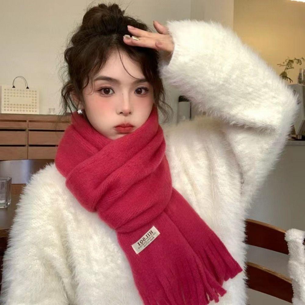 Warm Winter Cashmere Scarf Solid Color Shawl Wrap Fashion Long Tassel Scarves Women
