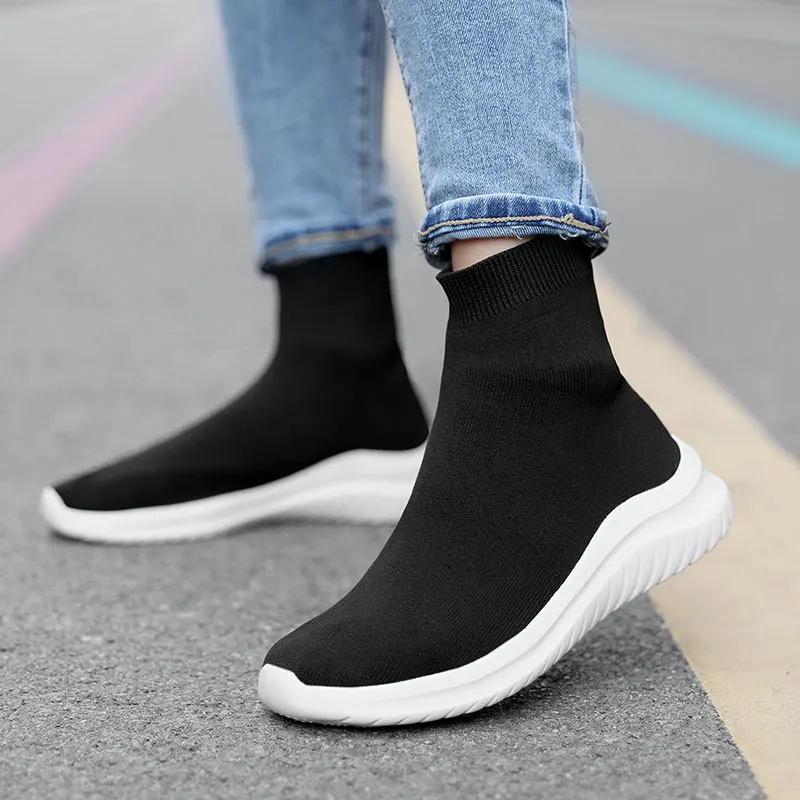 Fashion Men Sock Shoes Stretch Slip-On Men's Boots Knit Casual Sneakers for Men Summer 2025 Trendy Mesh Breathable Walking Men's Shoes