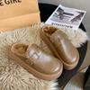 Fashion Women Fur Flats Loafers Platform Slippers Plush Cotton Shoes Brand Leather Shoes Slingback Flip Flops Winter Trend Zapatos Mujer