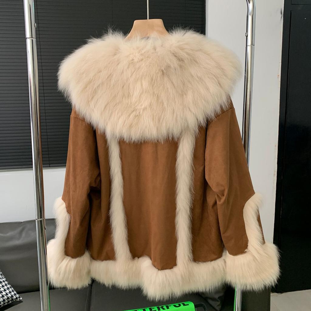 Winter New Style Fox Fur Large Fur Collar Goose Down Fashionable Slim Young Fur Coat Fur Jacket for Women