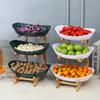 Double/Three Layer Modern Wooden Living Room Multi-layer Snack Net Plastic Fruit Plate Wooden Three-layer Dessert Plate
