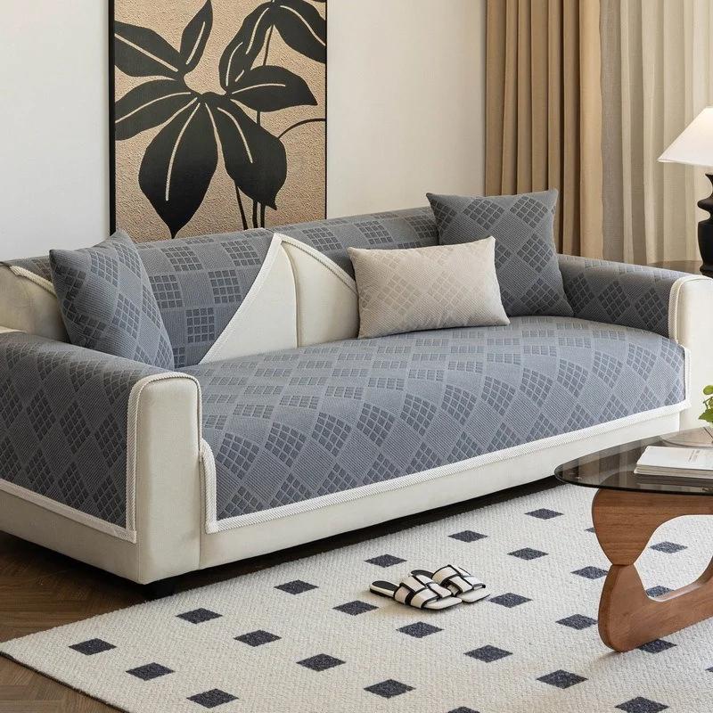 1PC French Cream Style Sofa Cushion Pet Dog Kids L Shaped Sofa Mat Chenille Non-Slip Anti Cat Scratch Couch Towel Home Decor