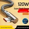 120W Type-C Elbow Braided Data Cable, Fast Charging 6A for Android & Apple, Ideal for Mobile Gaming