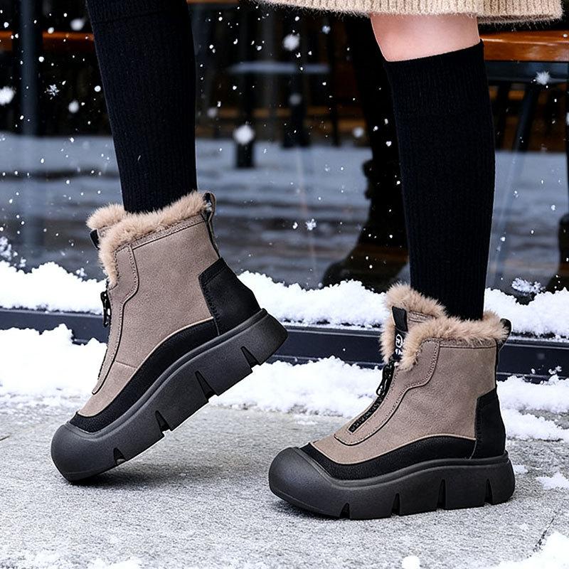 Thick-soled Heightening Non-slip Short Boots Women's New Autumn and Winter Soft-soled Thin Velvet Fashionable Versatile Cotton Boots