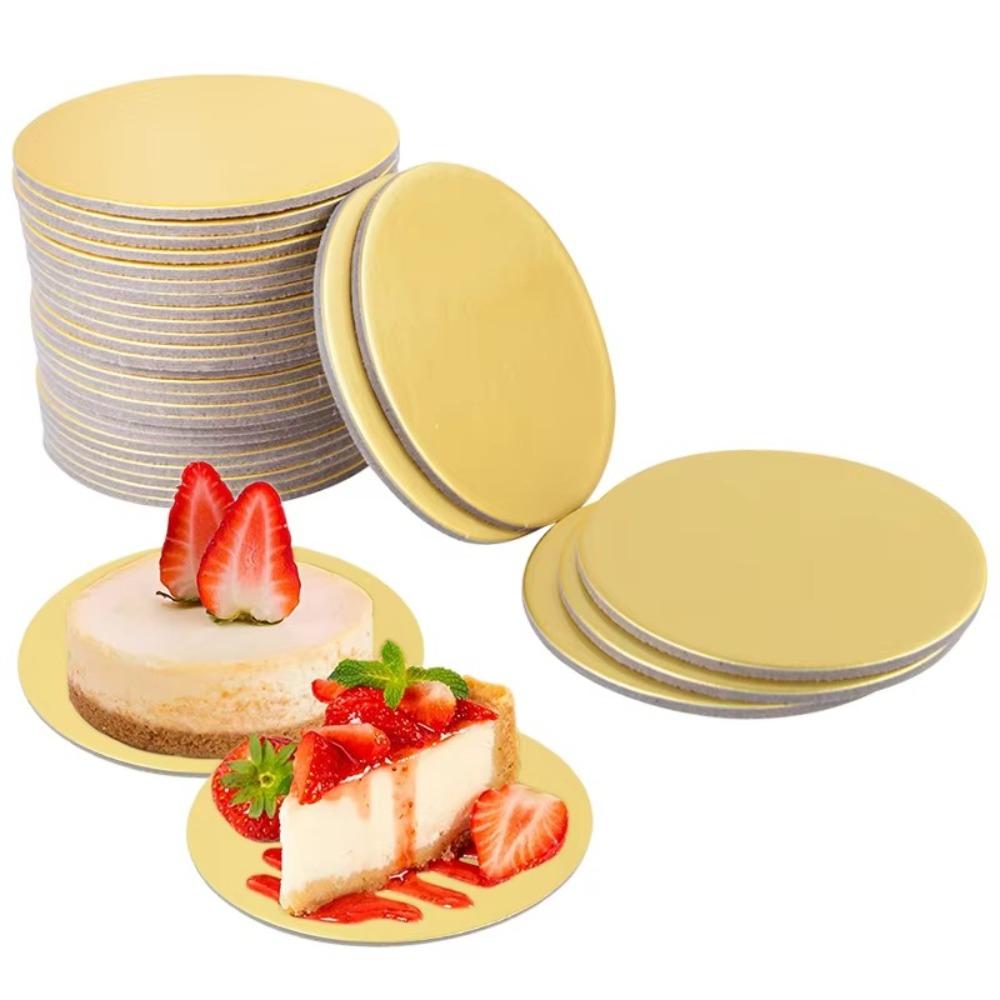 10pcs Golden Cake Cardboard Cardboard Cupcake Base Durable Round Cake Board Baking Cakes