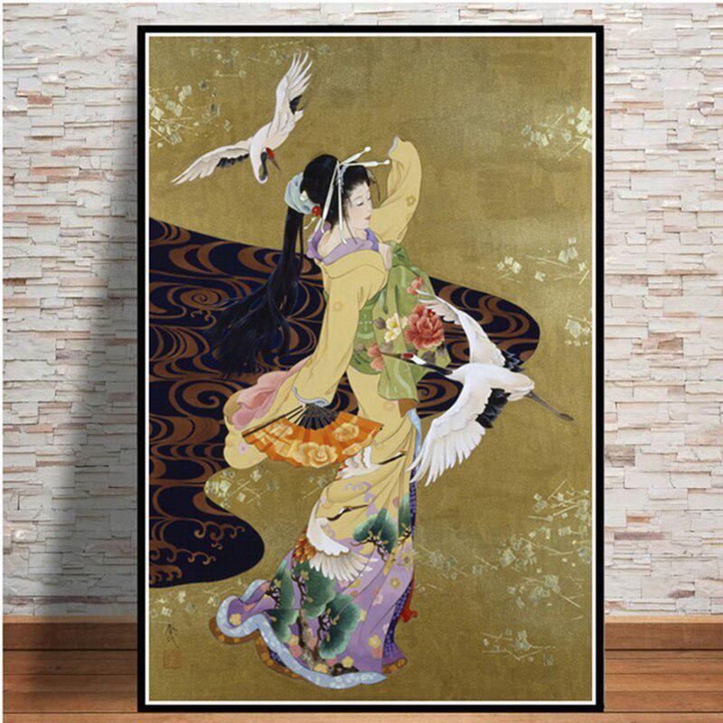 Japanese Geisha Women Painting Anime Posters Printing Wall Art Oil Painting Murals Living Room Home Wall Decoration Pictures