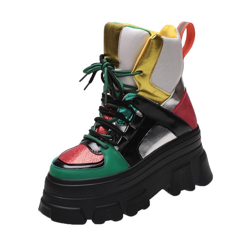 Fashion Luxury Leather PU Chunky Heel Platform Boots Women Waterproof Ankle Boots for Women Winter Warm Anti-slip Snow Boots Botas Mujer