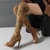 Women Over The Knee Stretch Boots Sexy Peep Toe Stiletto High Heels Thigh High Long Booties Side Zipper Summer Fall Sandals