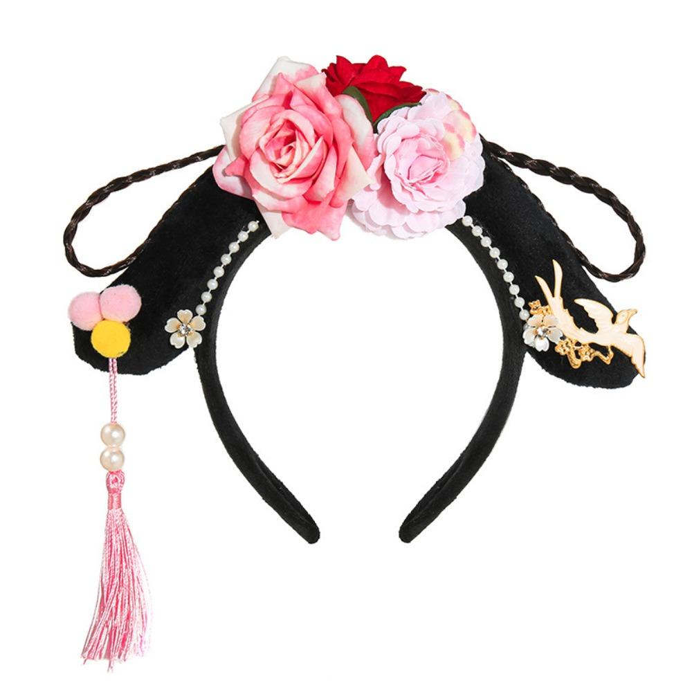 Sweet Chinese Style Hair Hoop Long Tassel Children Hair Bands Retro Hanfu Flower Headband  Festival