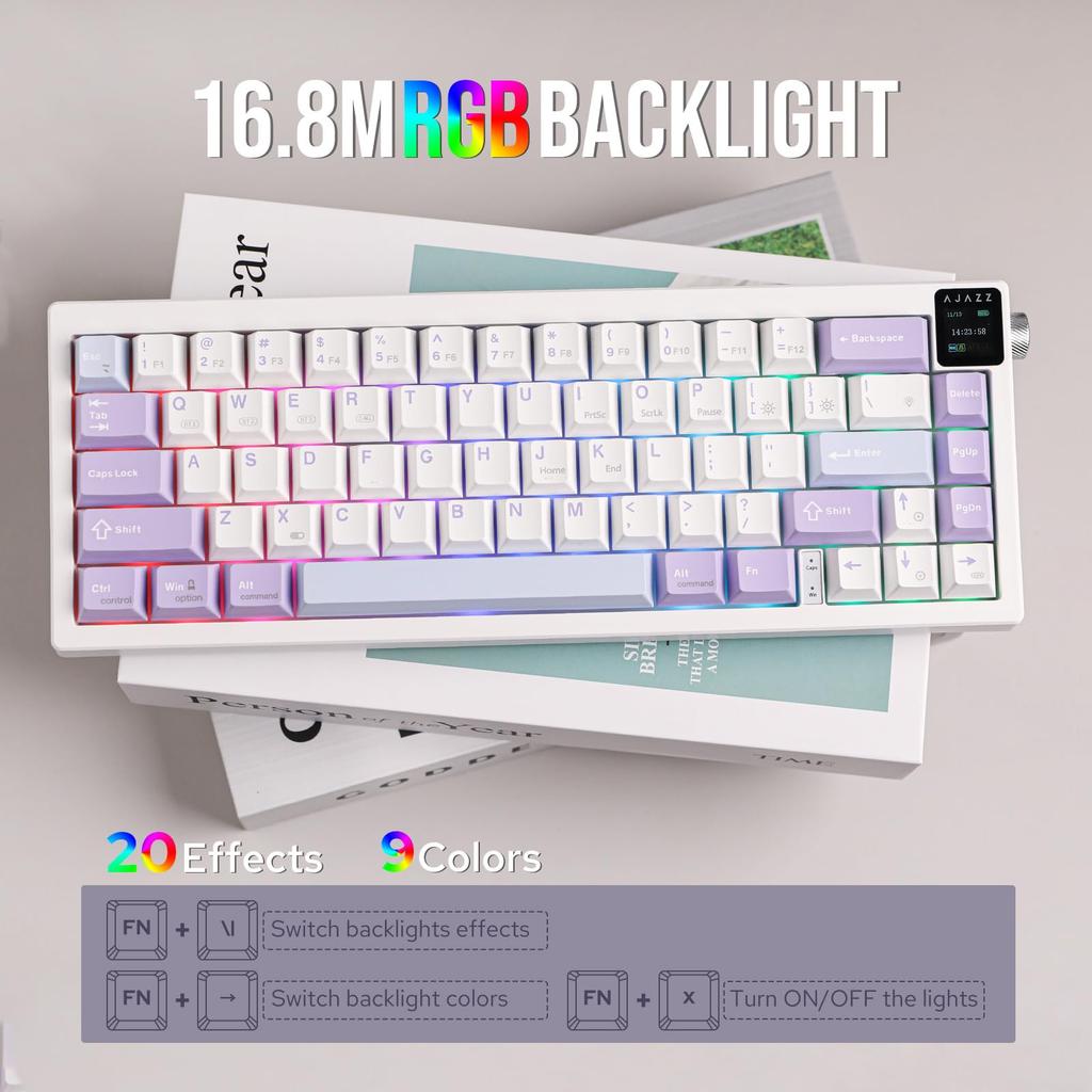 MechLands AJAZZ AK650 Gasket Mechanical Keyboard with TFT Screen and Wireless Gaming 5000mAh with Plate and and Certified by Technical Standards New!